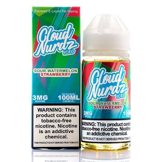 Cloud Nurdz Sour Watermelon Strawberry Iced 100ml (Tobacco Product)